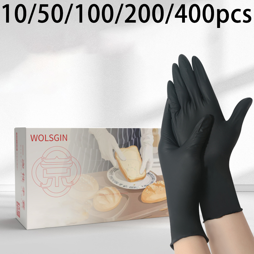 Rubber Glove Cleaning - 10/50/100/200/400 szt. Czarne jednorazowe syntetyczne rękawice