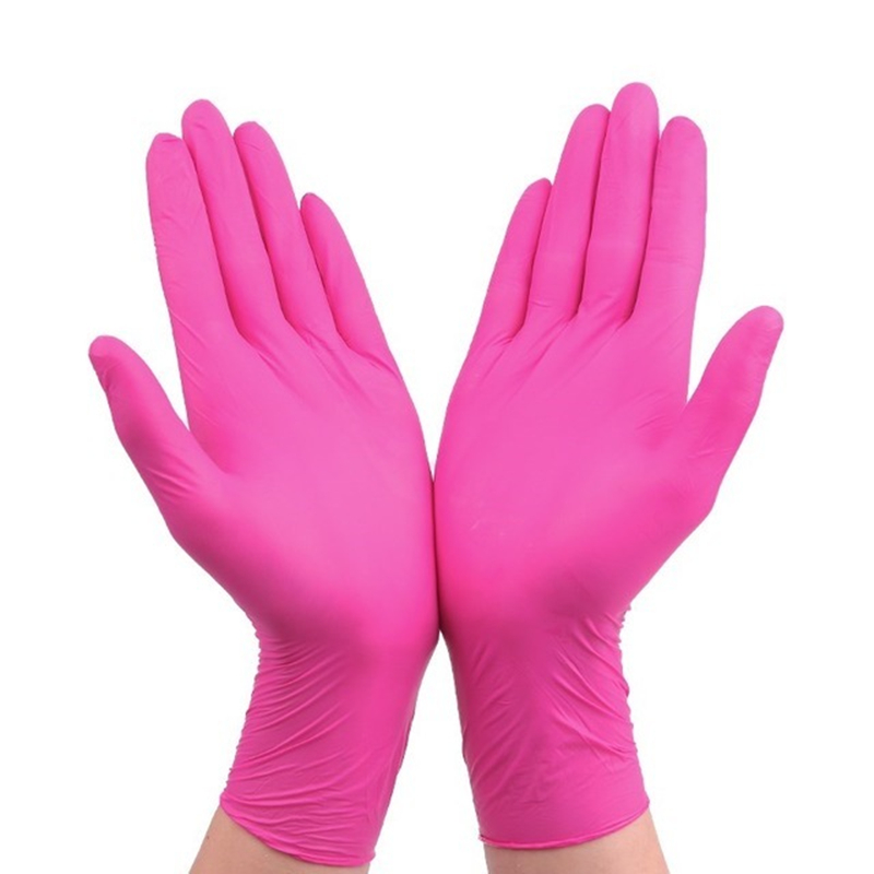 Nitrile Mechanic Glove - Różowo-czarne jednorazowe rękawice nitrylowe ochronne bezpudrowe