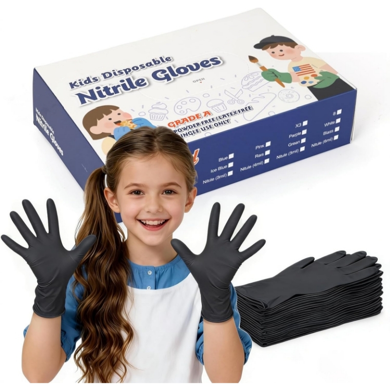 Latex Disposable Glove - Czarne nitrylowe rękawiczki jednorazowe dla dzieci